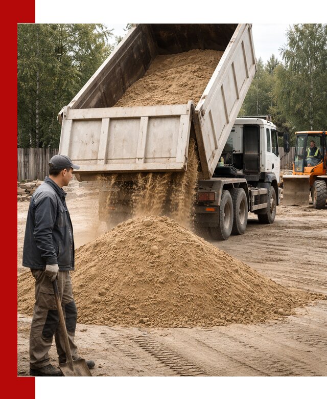 Доставка и продажа песка с разгрузкой в Лысьве