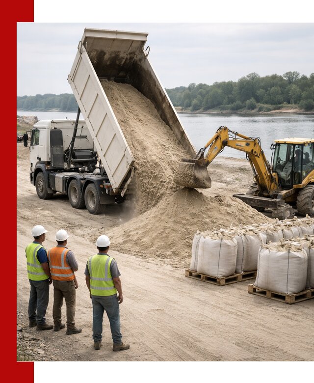 Доставка речного песка в Лысьве самосвалами и погрузкой