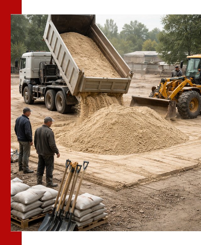 Доставка мытого песка в Лысьве с самосвалами по выгодной цене