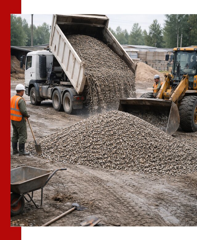 Мытый гравий с доставкой в Лысьве от карьера до участка