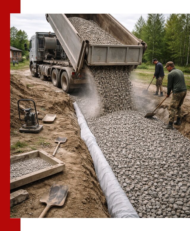Гравий для дренажа с доставкой в Лысьве качественный и недорогой