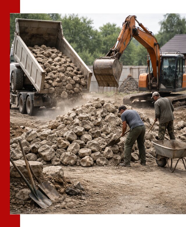 Доставка и разгрузка бутового камня в Лысьве
