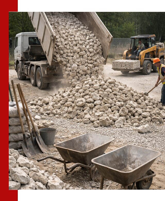 Доставка и продажа бутового известнякового камня в Лысьве