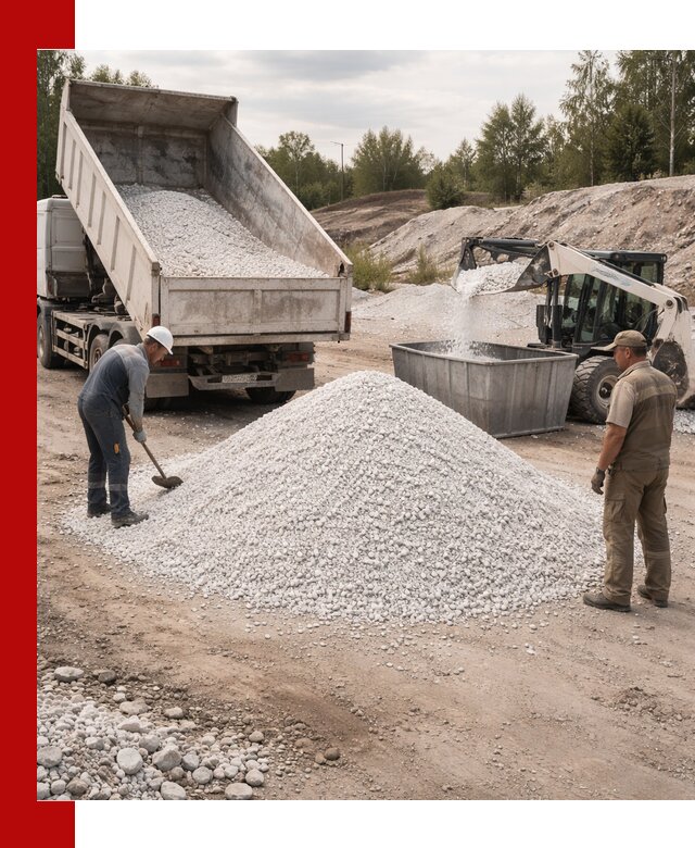 Доставка и продажа белой мраморной крошки в Лысьве