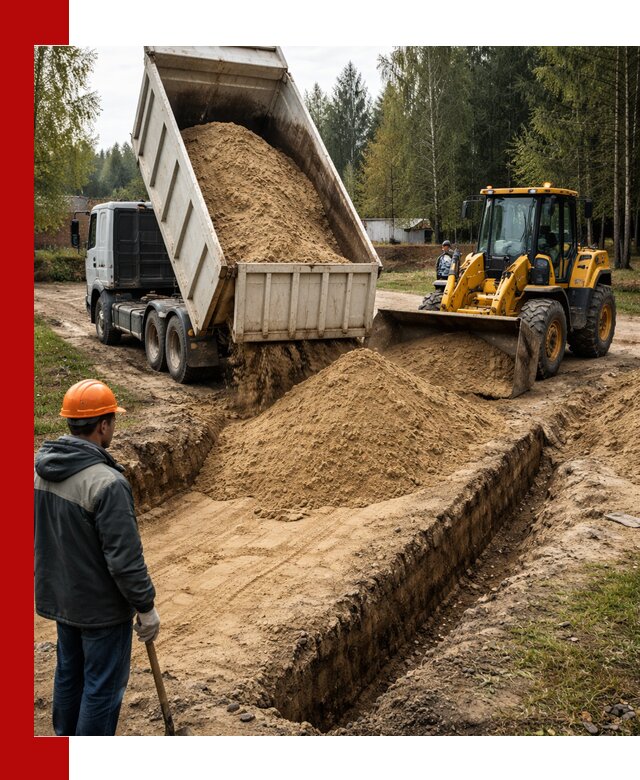 Доставка песчаного грунта в Лысьве для строительных работ