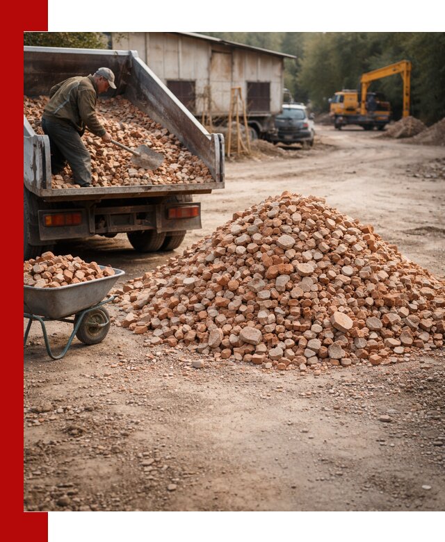 Доставка и подушка из боя кирпича с разгрузкой в Лысьве