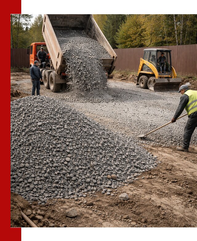 Отсыпка участка щебнем с доставкой и уплотнением в Лысьве